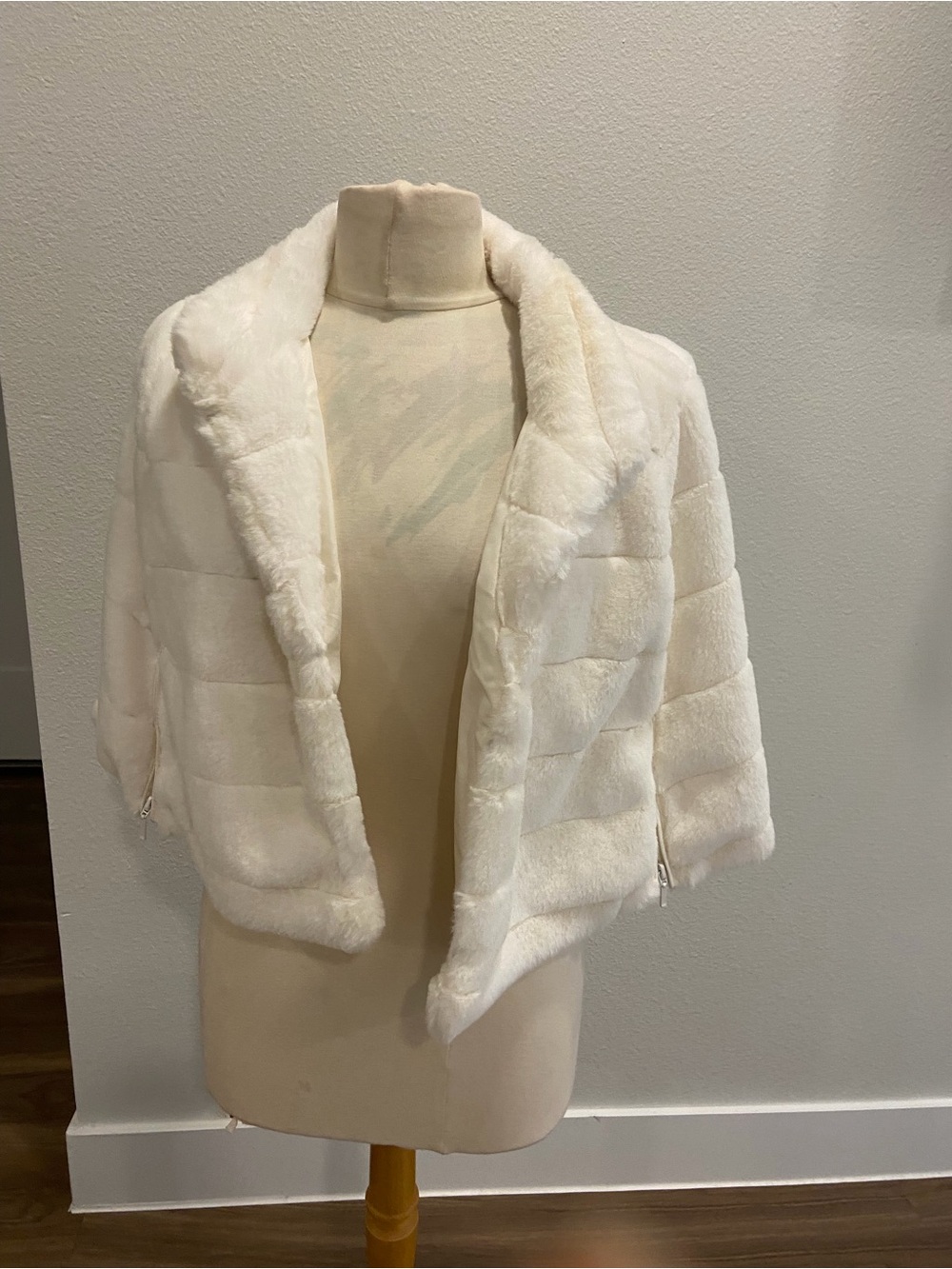 BCBGeneration Ivory Faux Fur Cape
